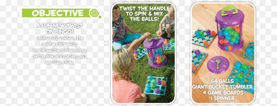 Twist Time Bucket Bingo Indoor Games For Kids Twist Time Bucket Bingo, Child, Female, Girl, Person Free Png