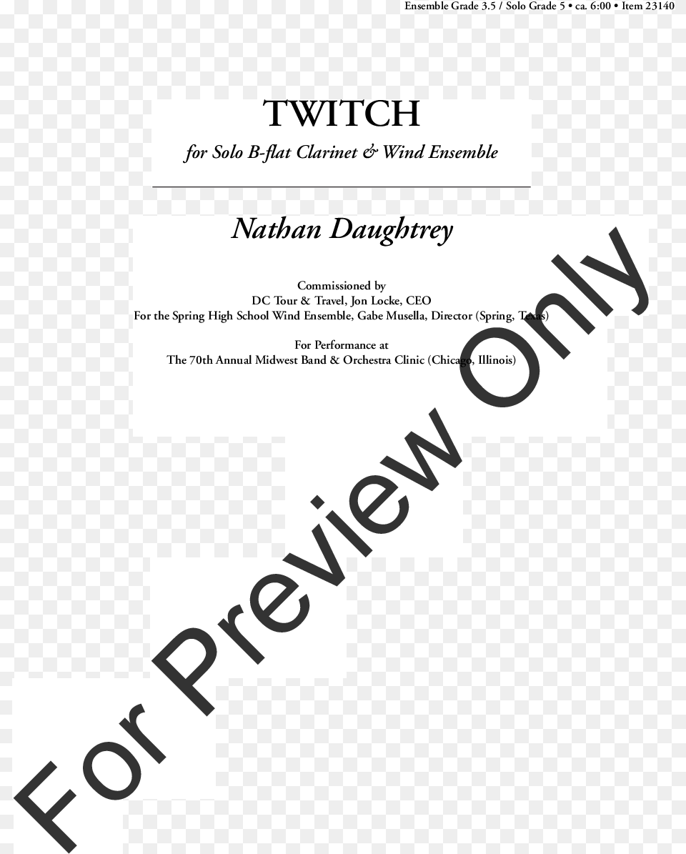 Twitch By Nathan Daughtry Jw Pepper Sheet Music Language, Text Free Transparent Png