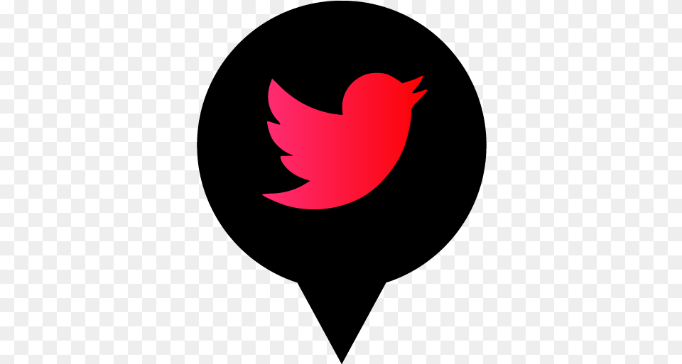 Twitter Black Red Social Media Pin Icon Designed By Logo Image, Leaf, Plant Free Png Download