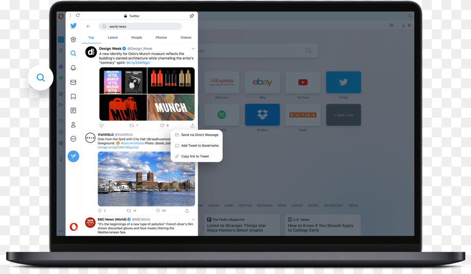 Twitter In Opera Tweet Explore And Get A Better View Twitter, Computer, Electronics, Computer Hardware, Hardware Free Png Download