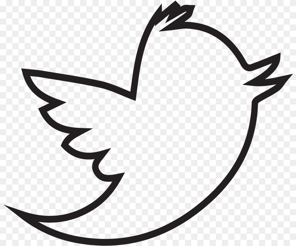 Twitter Logo Black Outline, Silhouette, Stencil, Animal, Bird Free Png