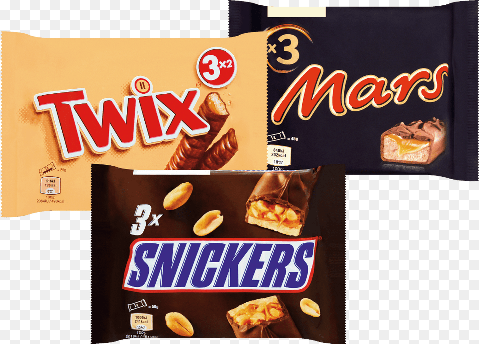 Twix Mars Of Snickers Mini Of 3 Pak Bij Aldi Snickers, Food, Snack, Sweets, Candy Free Png Download