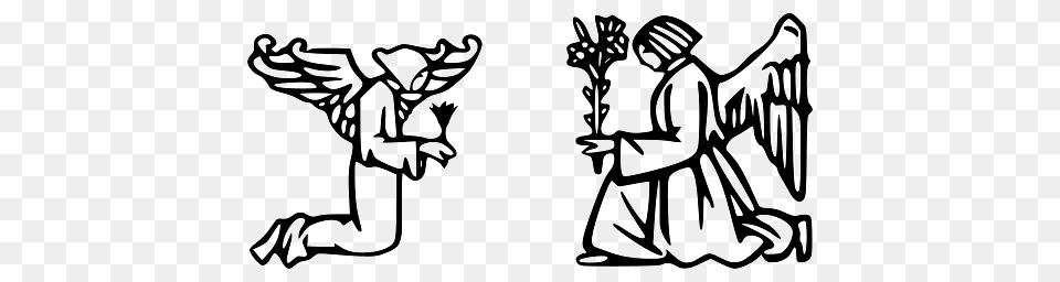 Two Angels Offering Flowers, Person, Kneeling, Baby Free Png