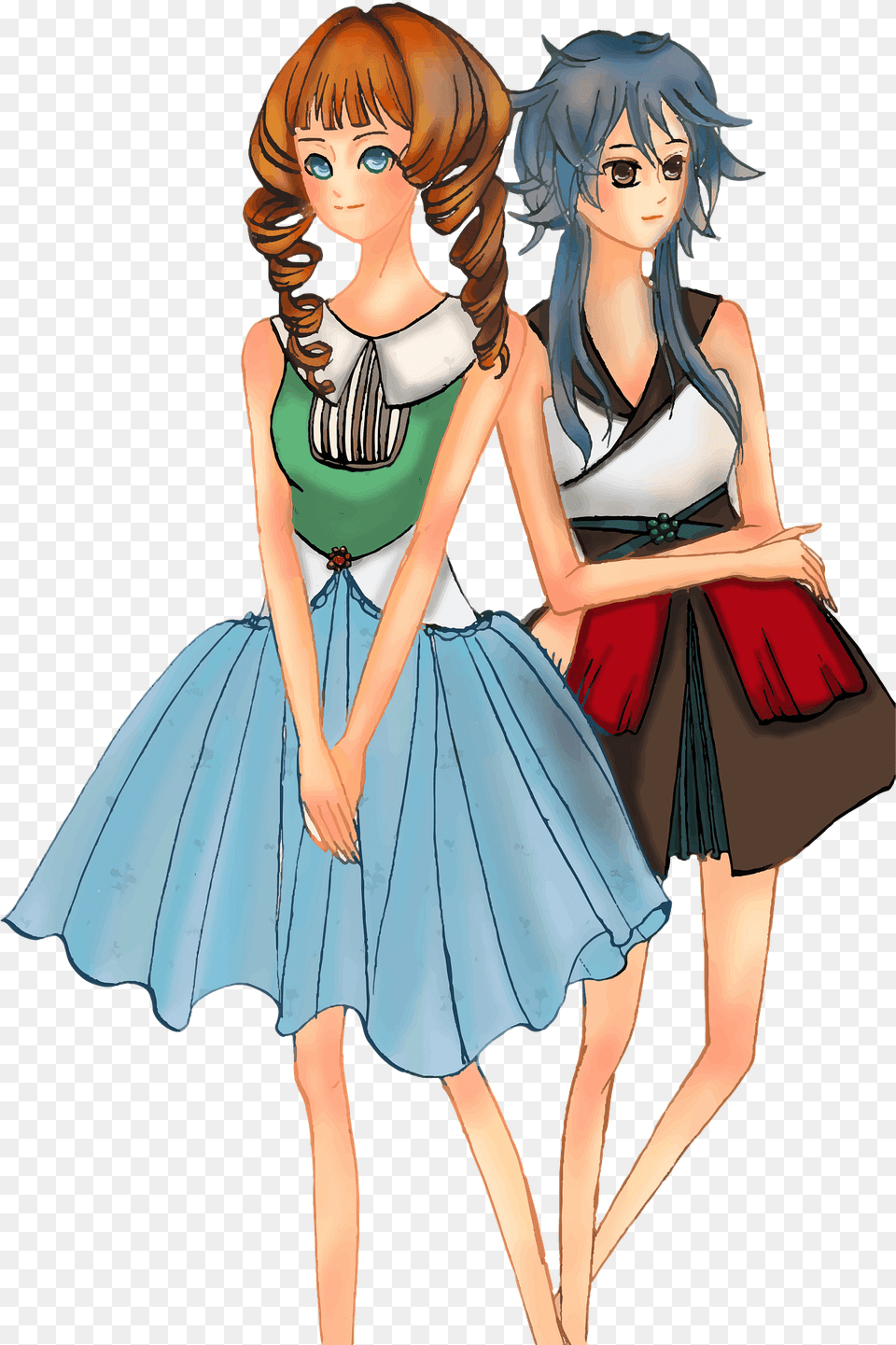 Two Anime Girls Clipart Download Transparent Two Anime Girls, Book, Publication, Comics, Adult Free Png