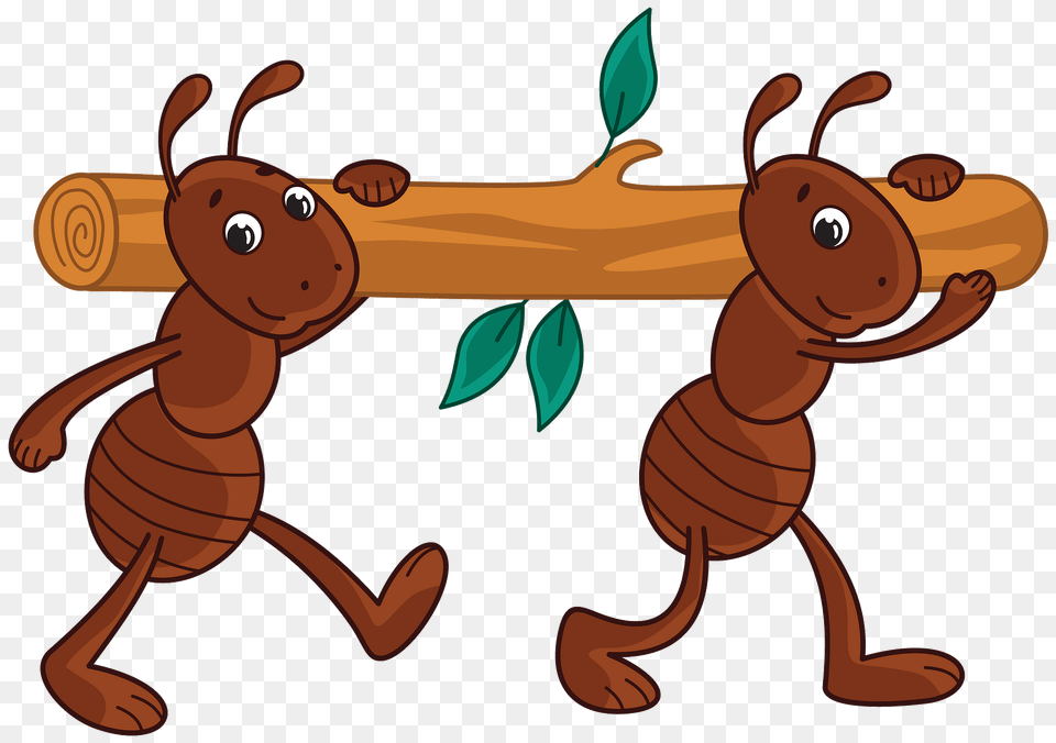 Two Ants Carrying A Log Clipart, Animal, Ant, Insect, Invertebrate Png Image