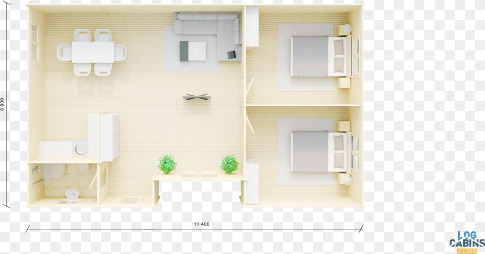 Two Bed Brent Log Cabin 11m X Floor Plan, Plant, Diagram, Floor Plan, Indoors Free Png Download