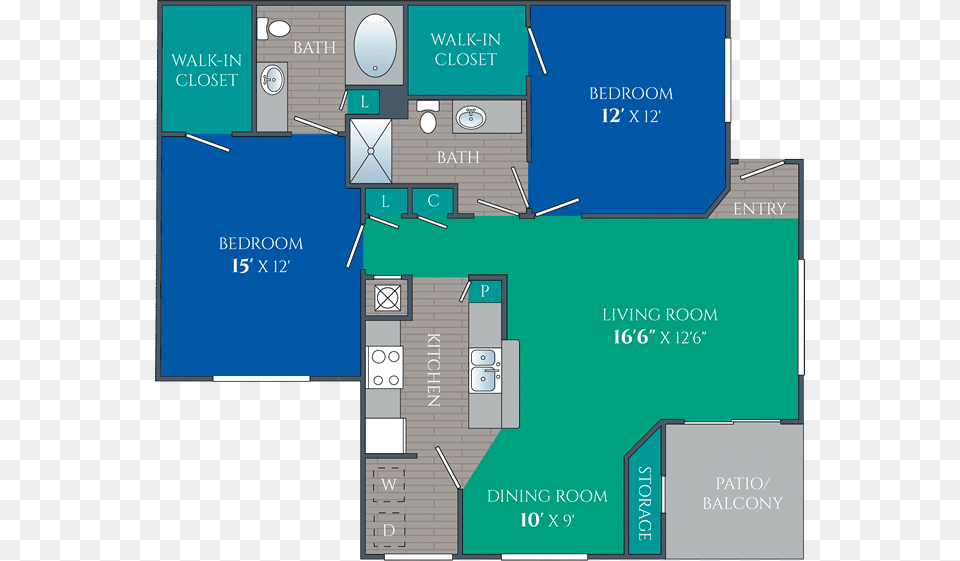 Two Bedroom Apartment Floor Plan, Diagram Free Transparent Png