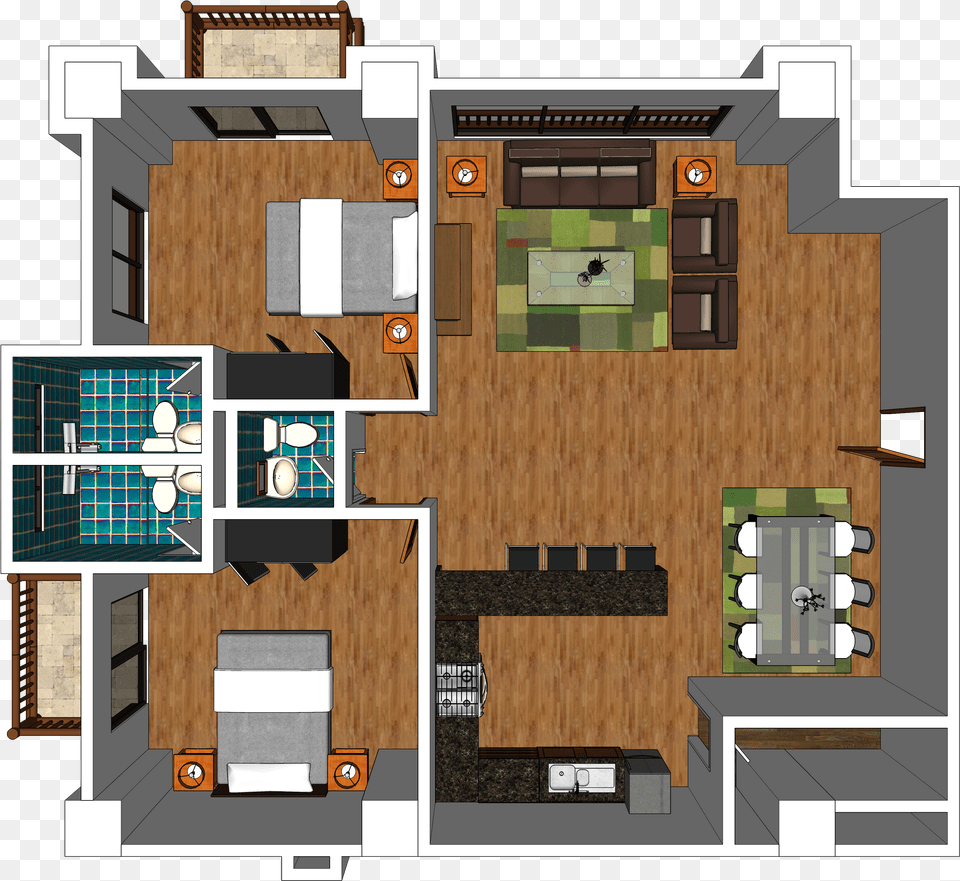 Two Bedroom With Balcony Floor Plan Free Transparent Png