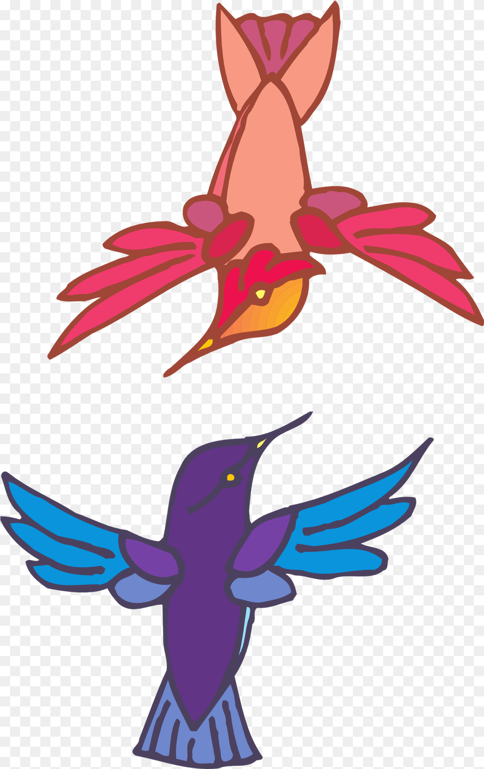 Two Birds Flying Drawing Two Birds Of Different Color, Animal, Bird Png Image