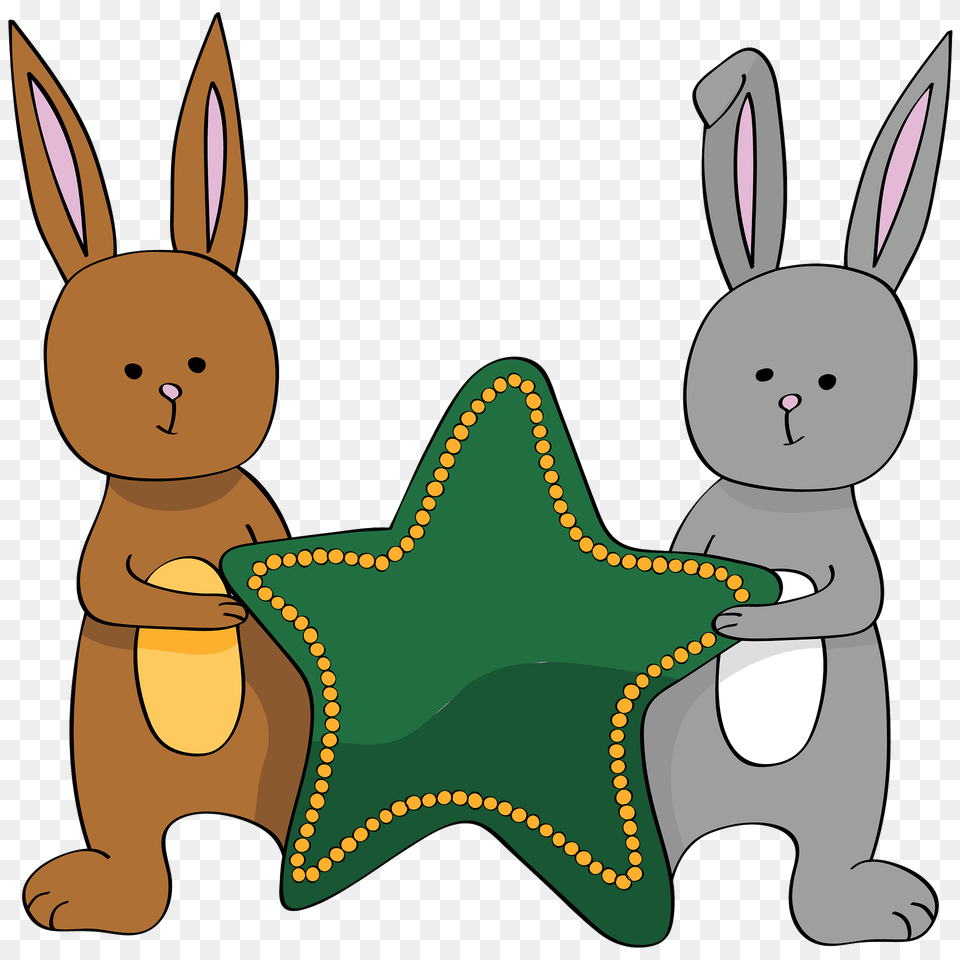 Two Bunnies With A Star Clipart, Animal Png