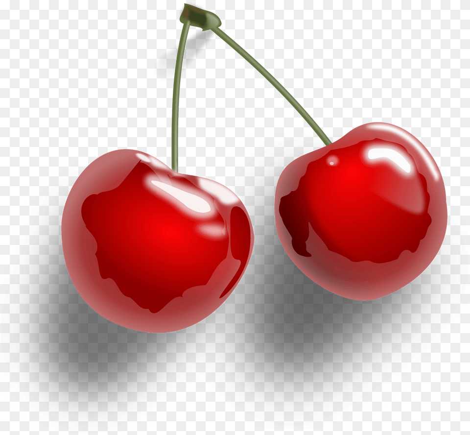 Two Cherries With Stems Clipart, Cherry, Food, Fruit, Plant Png