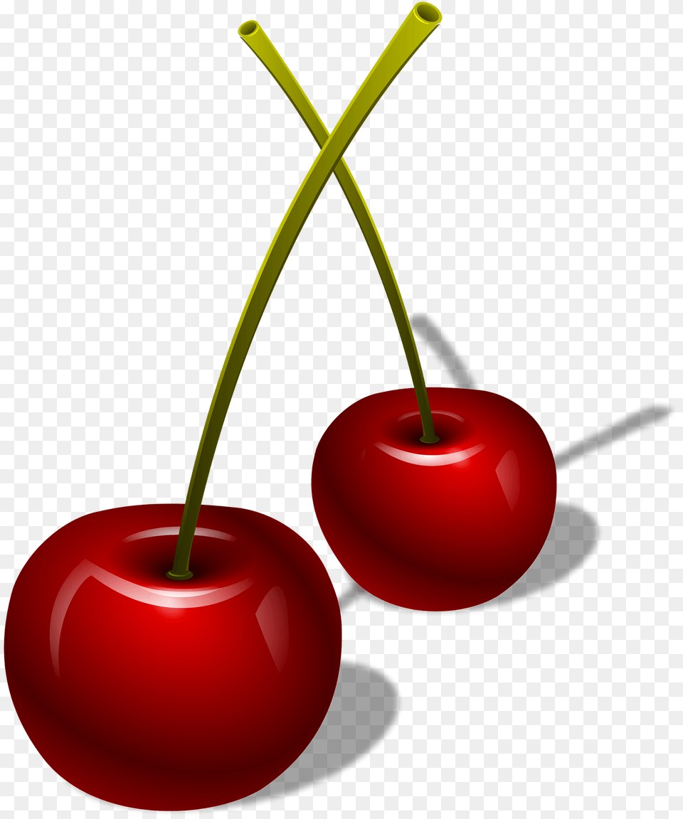 Two Cherries With Stems Clipart, Cherry, Food, Fruit, Plant Free Png Download