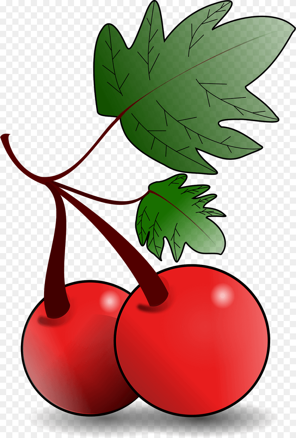 Two Cherries With Stems Clipart, Cherry, Food, Fruit, Plant Free Png