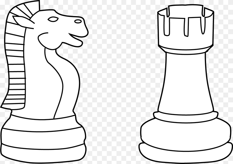 Two Chess Pieces Line Art Chess Board Pieces Cartoon, Baby, Person, Bottle, Shaker Free Png Download