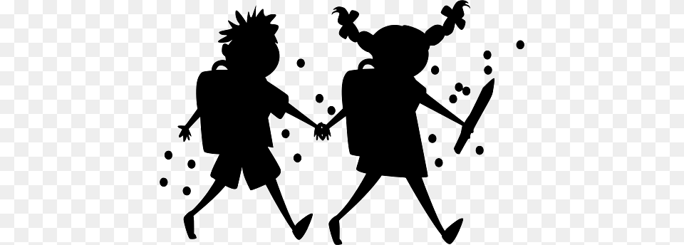 Two Children On Their Way To School, Silhouette, Person, People, Face Free Transparent Png