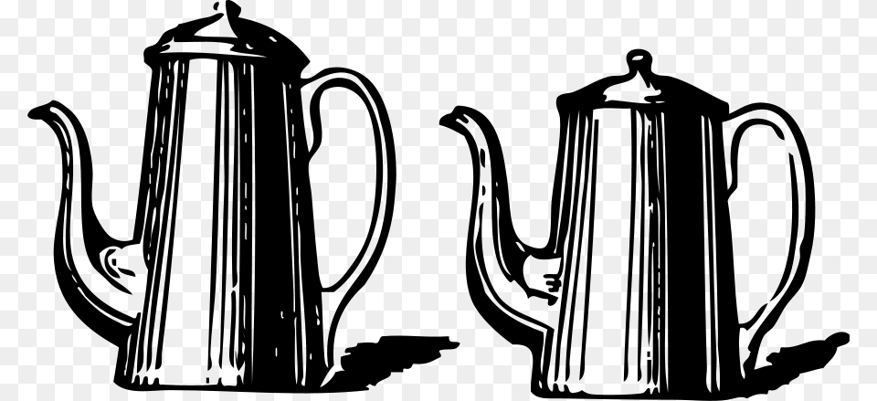 Two Coffee Pots Svg Clip Arts Tall Coffee Pot Clipart, Gray Png