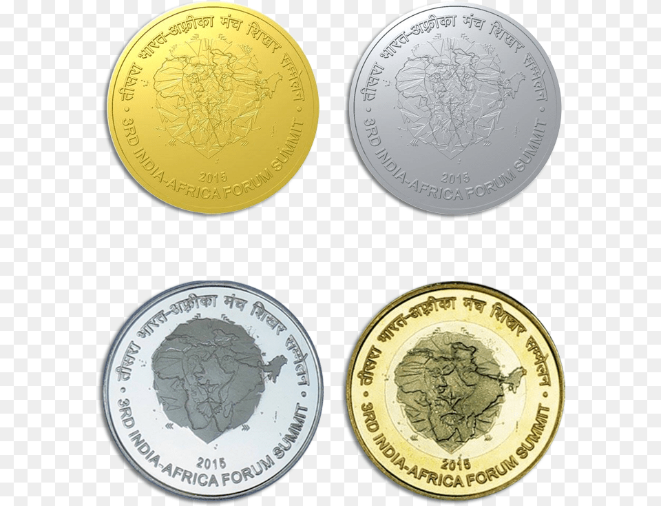 Two Commemorative Coins Released On 29th October 2015 3rd India Africa Forum Summit Coin, Money Png Image
