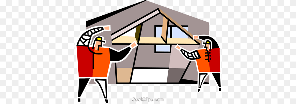 Two Construction Workers Framing A House Royalty Vector Clip, Architecture, Building, Shelter, Outdoors Free Png Download
