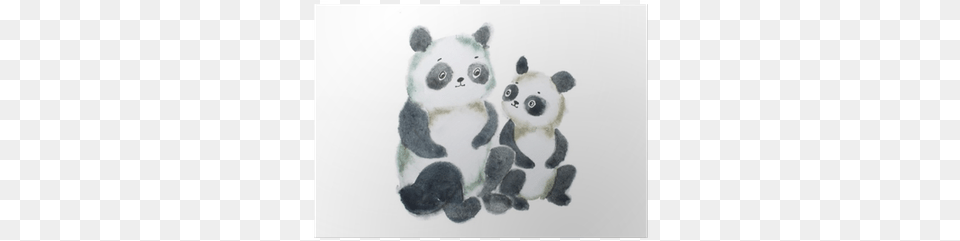 Two Cute Furry Panda Bears Hand Painted With Watercolors Watercolor Painting, Plush, Toy, Nature, Outdoors Free Png Download