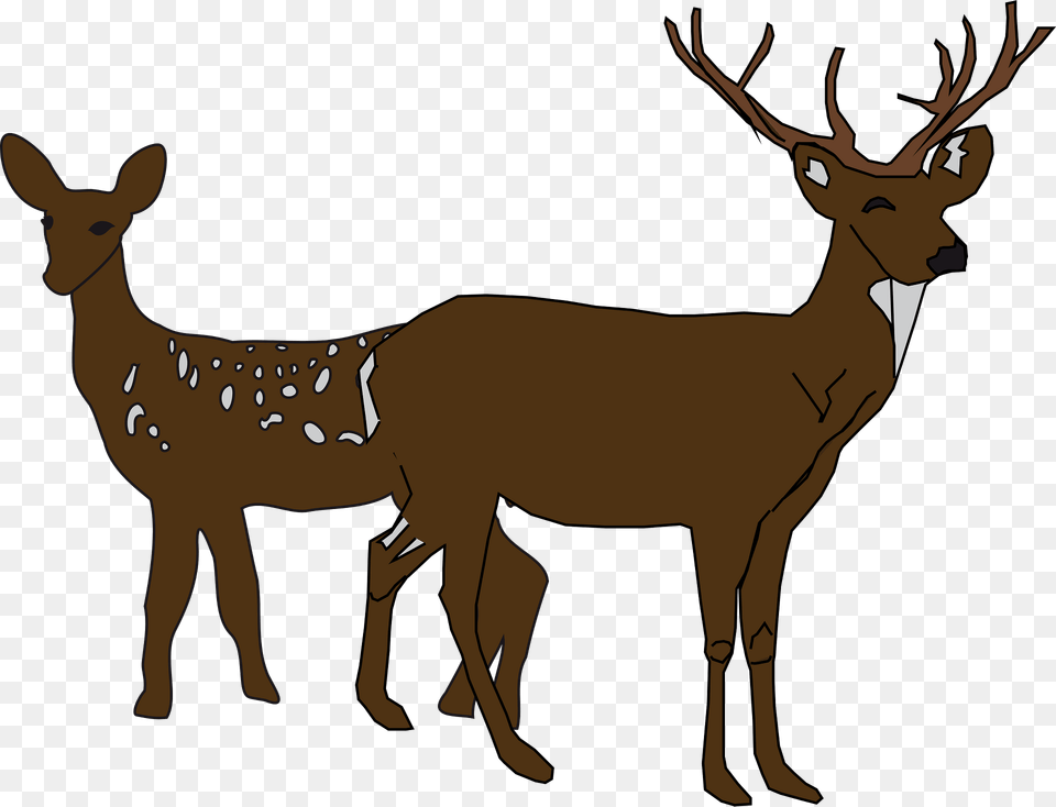 Two Deers Clipart, Animal, Deer, Mammal, Wildlife Free Png