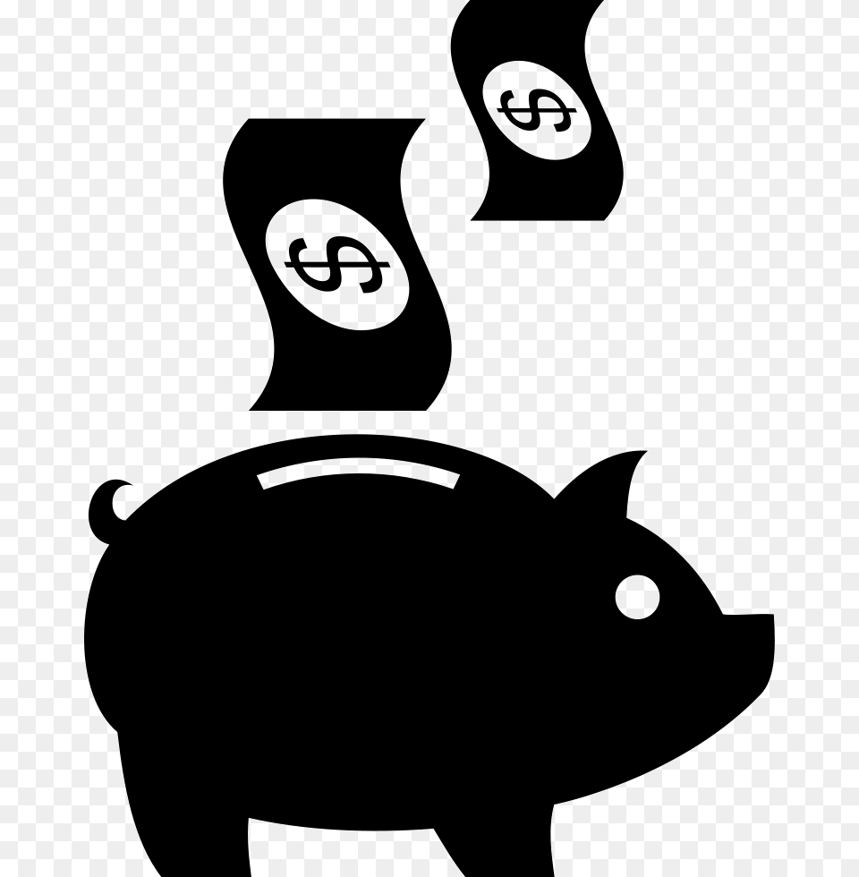Two Dollar Bills On Piggy Bank Comments Cofrinho Icone, Stencil, Animal, Fish, Sea Life Png Image