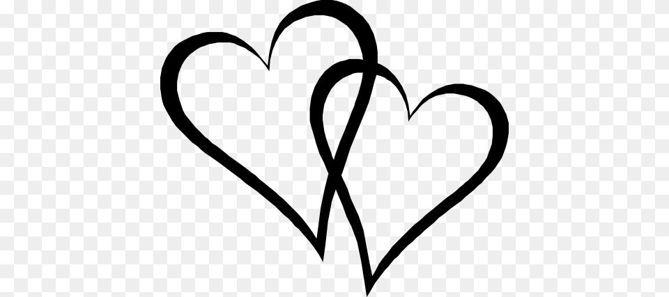 Two Elongated Hearts Interlocking Hearts, Gray Png Image