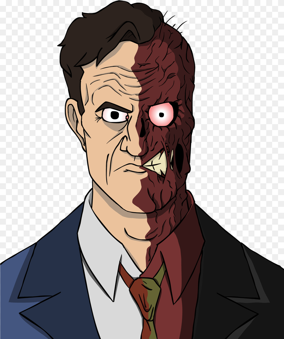 Two Face Cartoon, Man, Adult, Male, Person Free Transparent Png