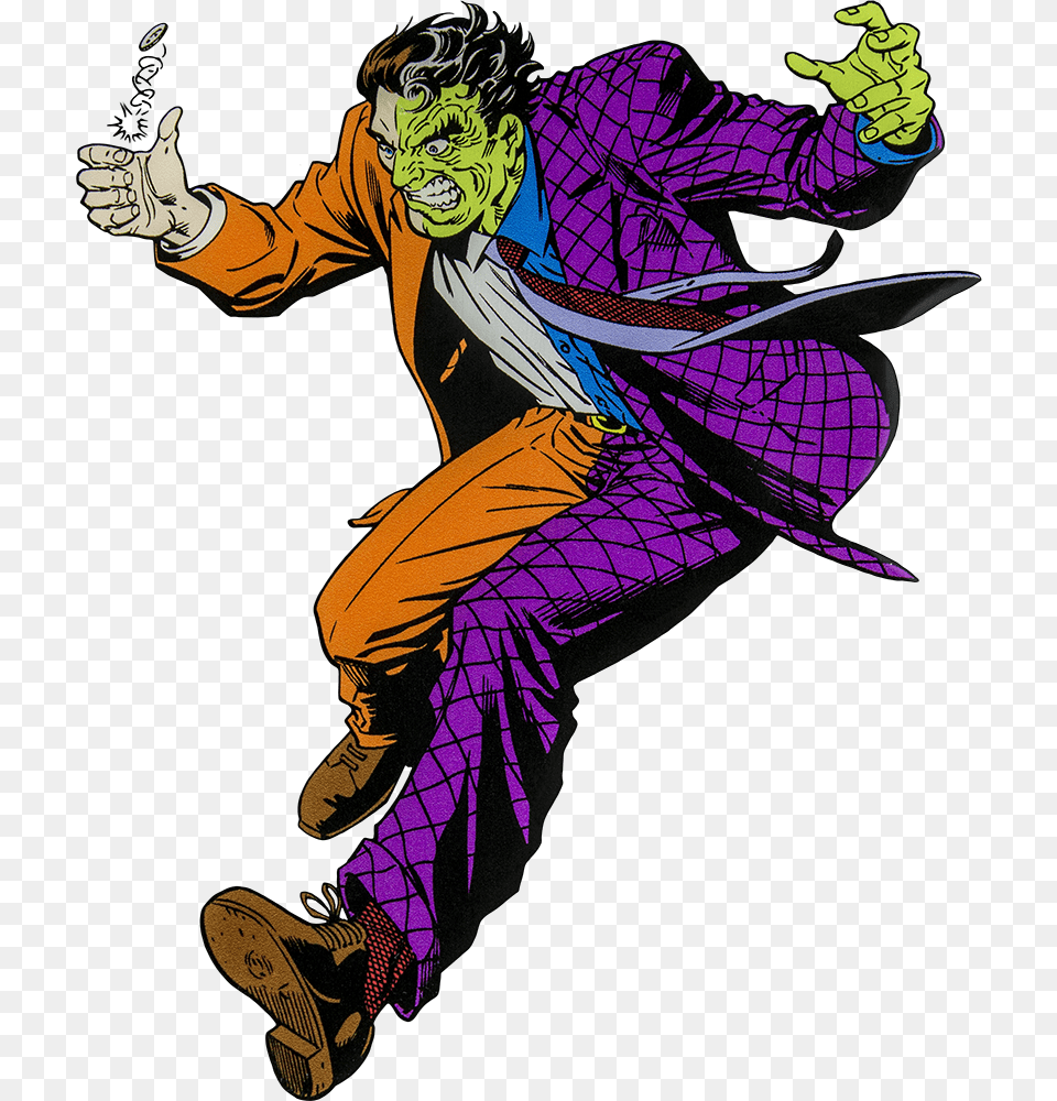 Two Face Character Lensed Emblem Two Face Comics, Adult, Book, Female, Person Free Transparent Png