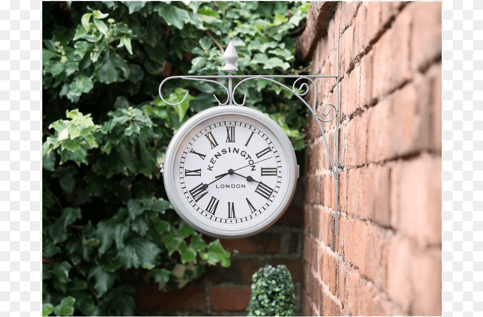 Two Face Outdoor Hanging Station Clock B Amp M Garden Clock, Brick, Analog Clock, Wall Clock Png Image