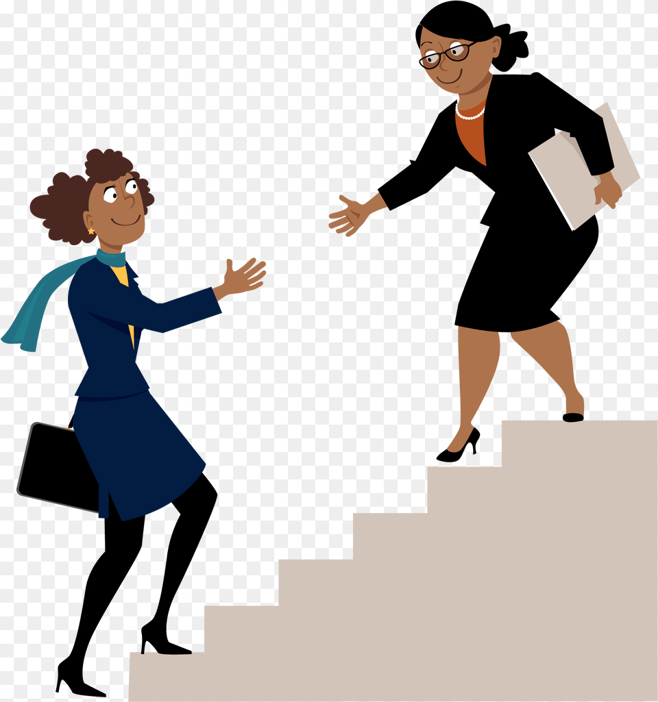 Two Female Employees Helping Each Other Women Helping Each Other, House, Staircase, Architecture, Building Free Transparent Png