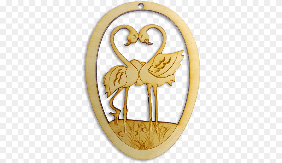Two Flamingos Ornament Badge, Emblem, Symbol, Animal, Mammal Png Image