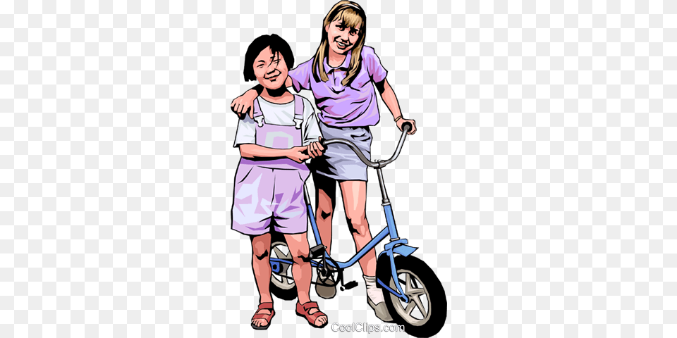 Two Friends With A Bicycle Royalty Free Vector Clip Art, Clothing, Shorts, Person, Book Png