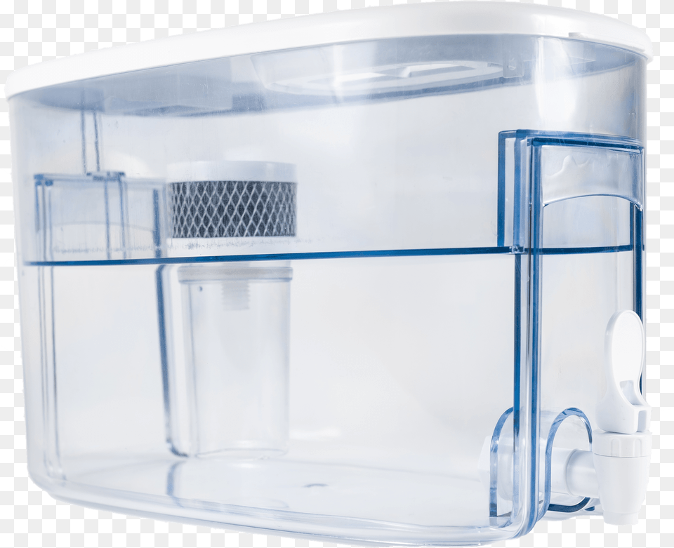Two Gallon Alkaline Water Dispenser With Small Filter Display Case, Jug, Water Jug, Jar, Cup Free Png Download