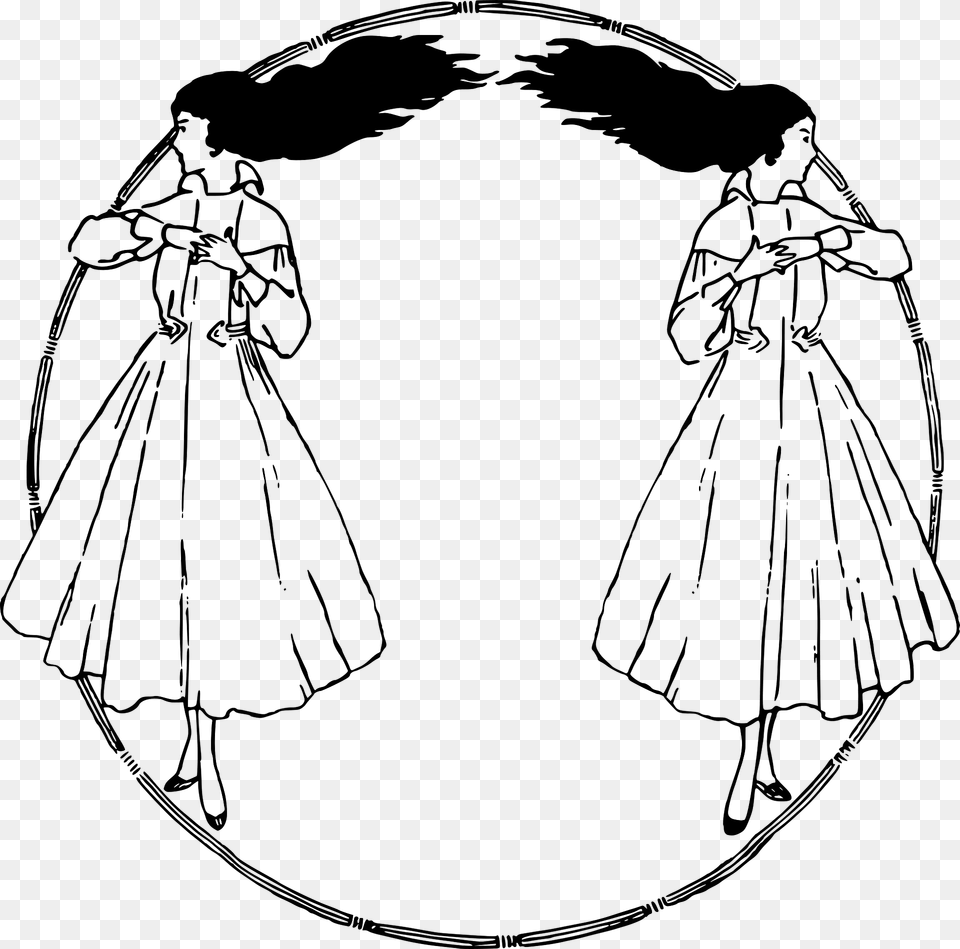 Two Girl Circle Frame Clipart, Fashion, Person, Cape, Clothing Png