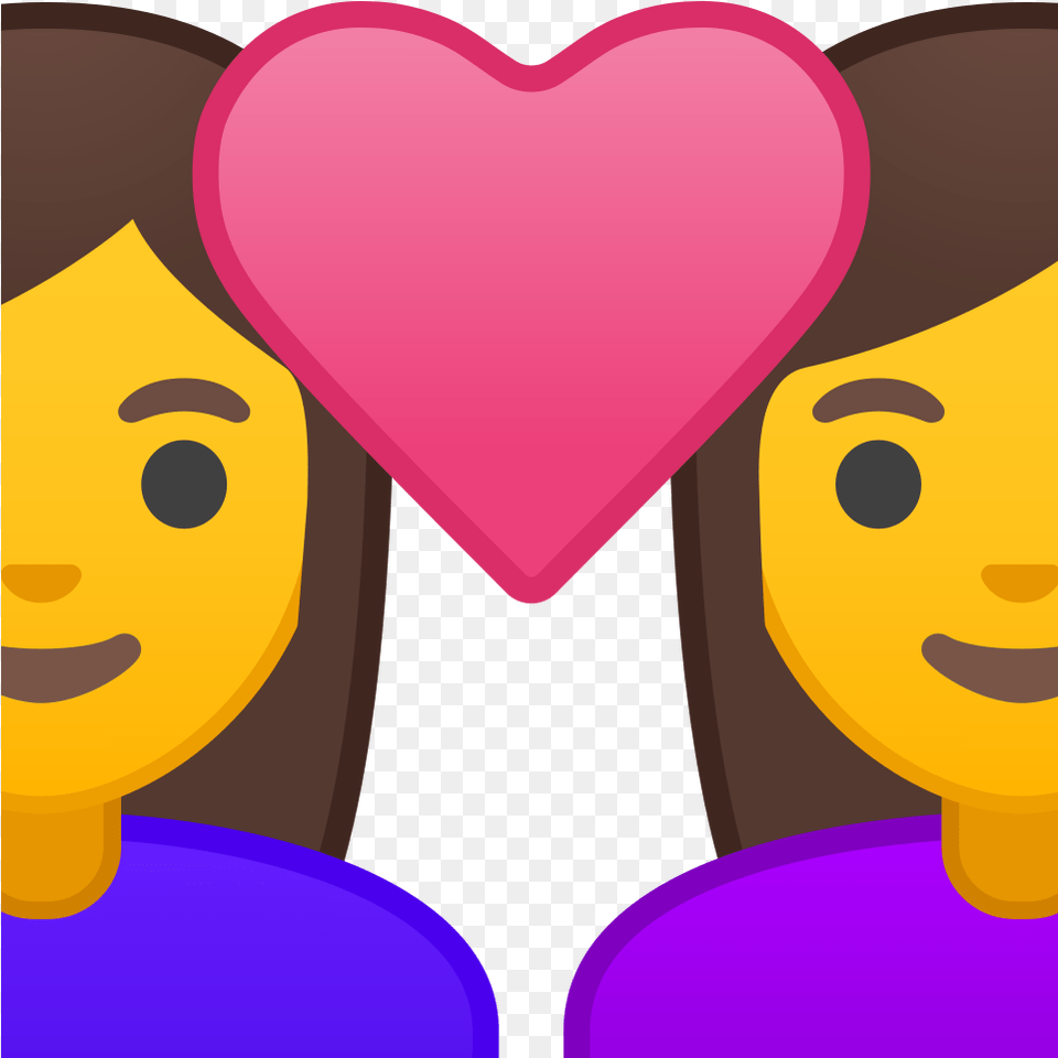 Two Girl Emoji With Heart, Face, Head, Person, Balloon Free Png