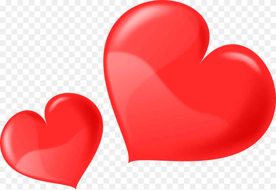 Two Glossy Hearts Clipart, Heart, Balloon Free Png