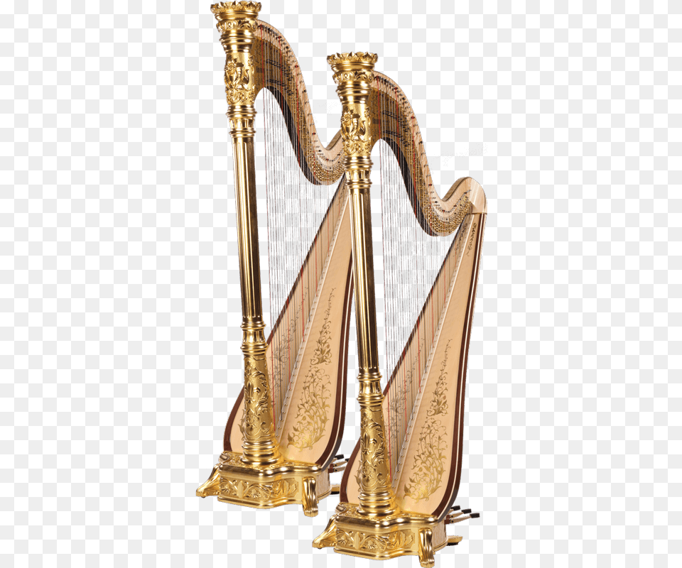 Two Gold Aoyama Harps Aoyama Harps, Musical Instrument, Harp Png Image