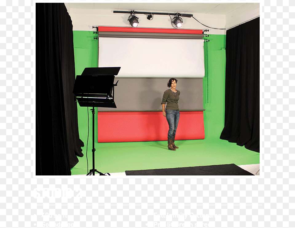 Two Green Screen Studios To Hire In Central London Color, Person, Electronics, Projection Screen, Studio Free Transparent Png