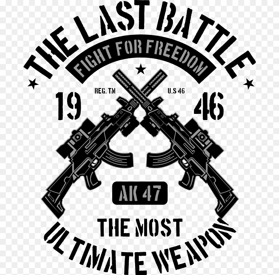 Two Guns Assault Rifle, Firearm, Gun, Weapon, Stencil Png Image