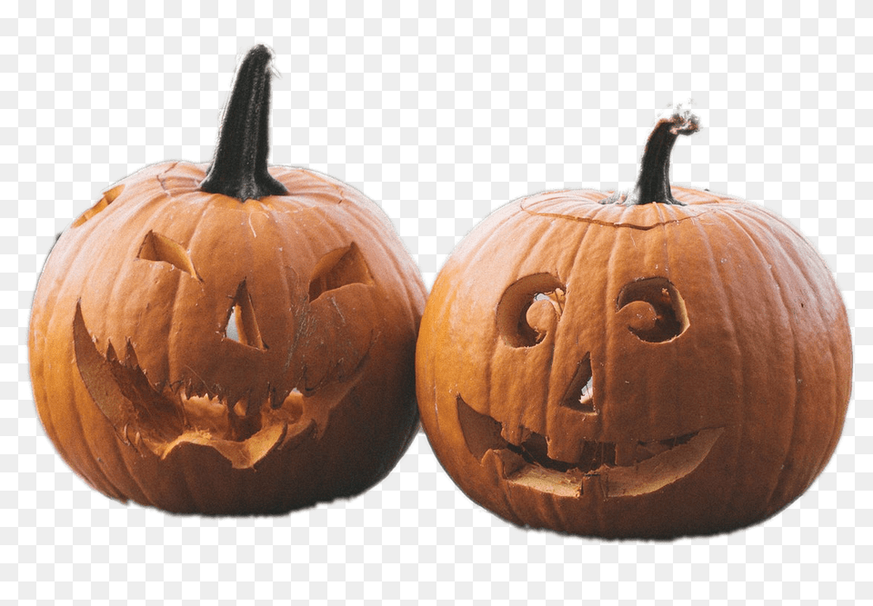 Two Halloween Pumpkins, Festival, Food, Plant, Produce Png Image