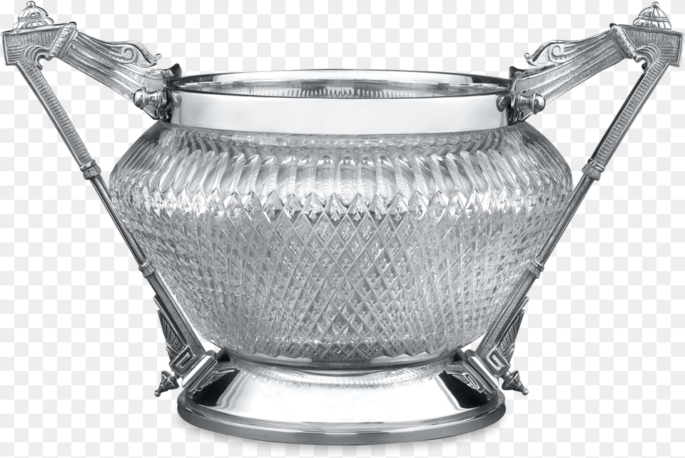 Two Handled Silver Plate And Cut Glass Bowl Tureen, Blade, Dagger, Knife, Weapon Free Png Download