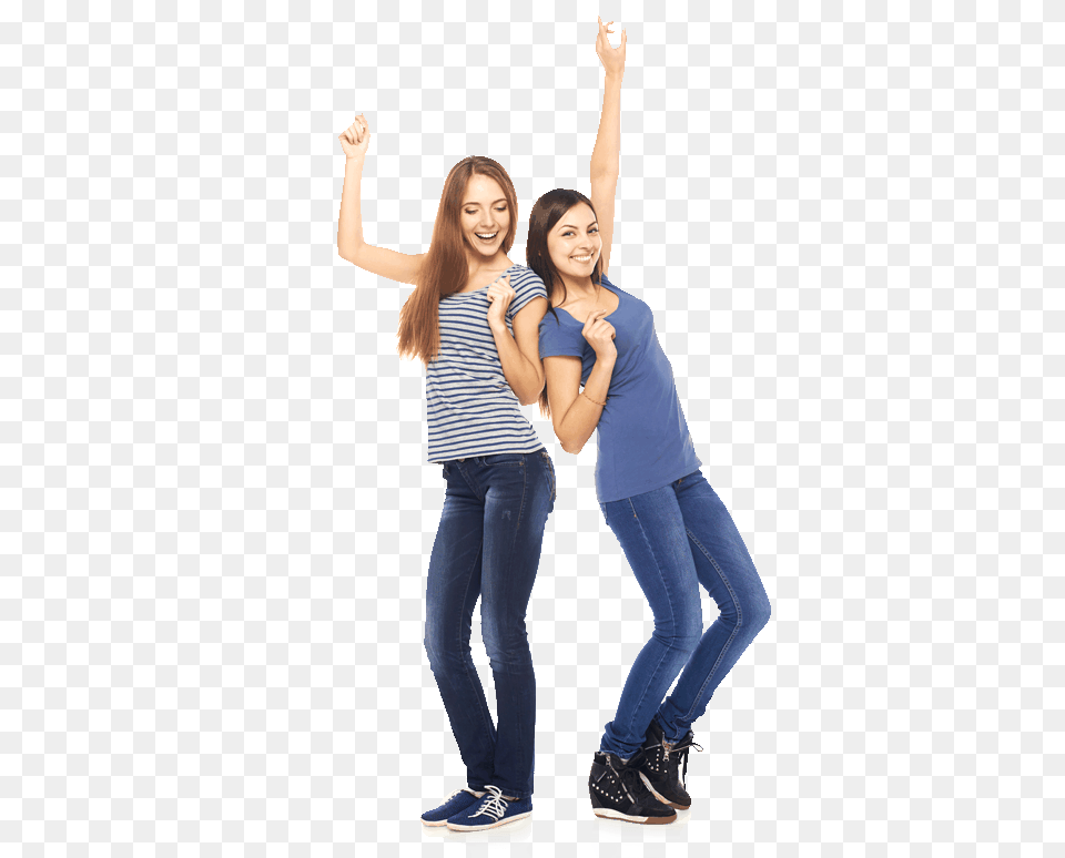 Two Happy People Transparent Stock Photos 2 Friends, Jeans, Clothing, Pants, Teen Png Image