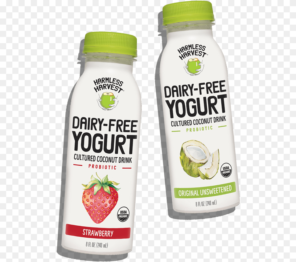 Two Harmless Harvest Dairy Yogurt Drink 8oz Bottles Harmless Harvest Yogurt, Produce, Plant, Food, Fruit Free Transparent Png