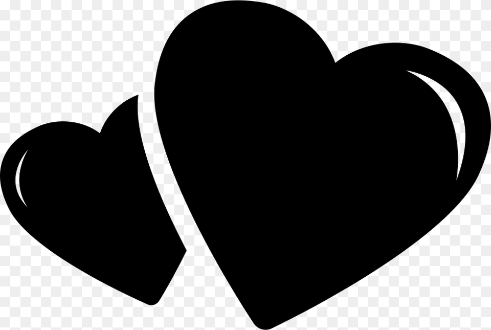 Two Hearts Black Hearts Icon Heart, Silhouette, Stencil Free Transparent Png