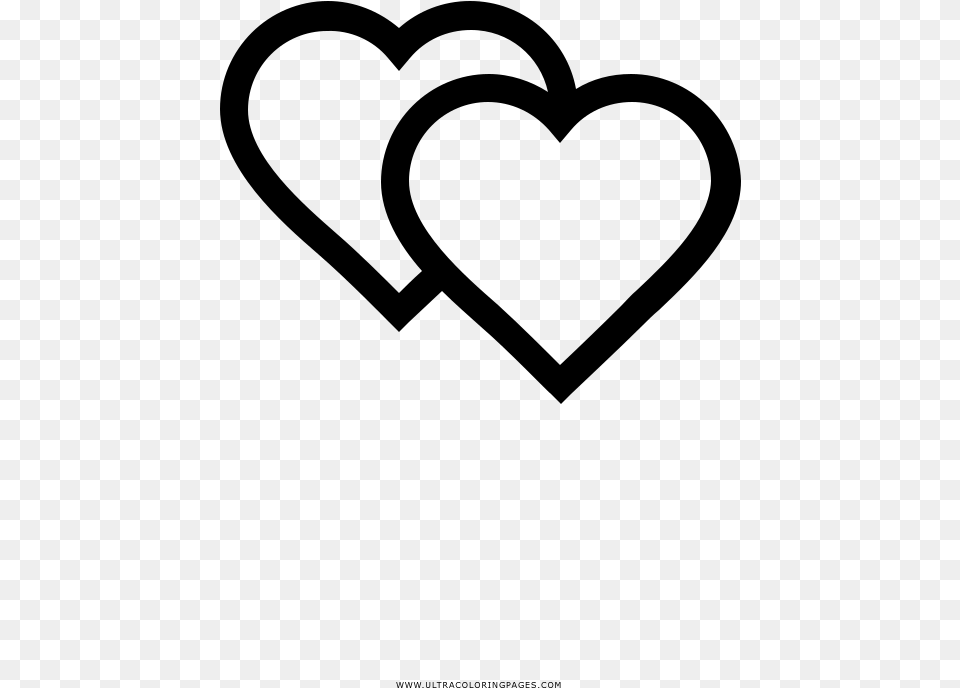 Two Hearts Coloring, Gray Png