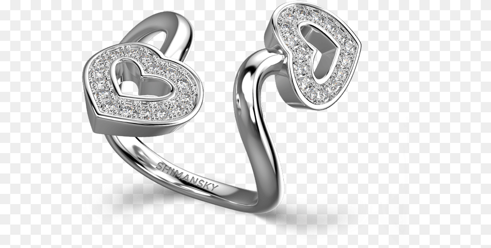 Two Hearts Twisted Pave Ring 18k White Gold Body Jewelry, Accessories, Diamond, Earring, Gemstone Png Image
