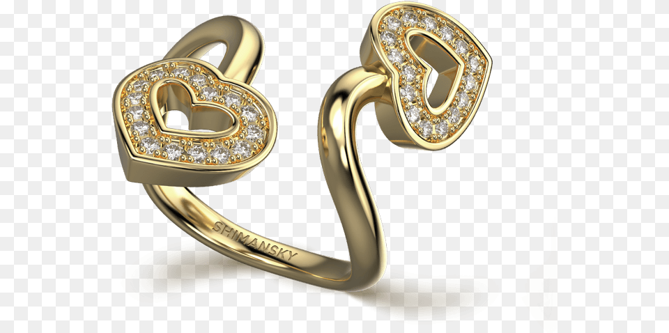 Two Hearts Twisted Pave Ring 18k Yellow Gold Body Jewelry, Accessories, Diamond, Earring, Gemstone Free Transparent Png