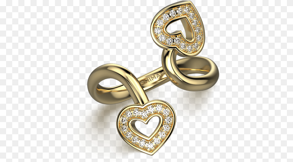 Two Hearts Twisted Pave Ring 18k Yellow Gold Lus De Cames, Accessories, Earring, Jewelry, Locket Free Png Download