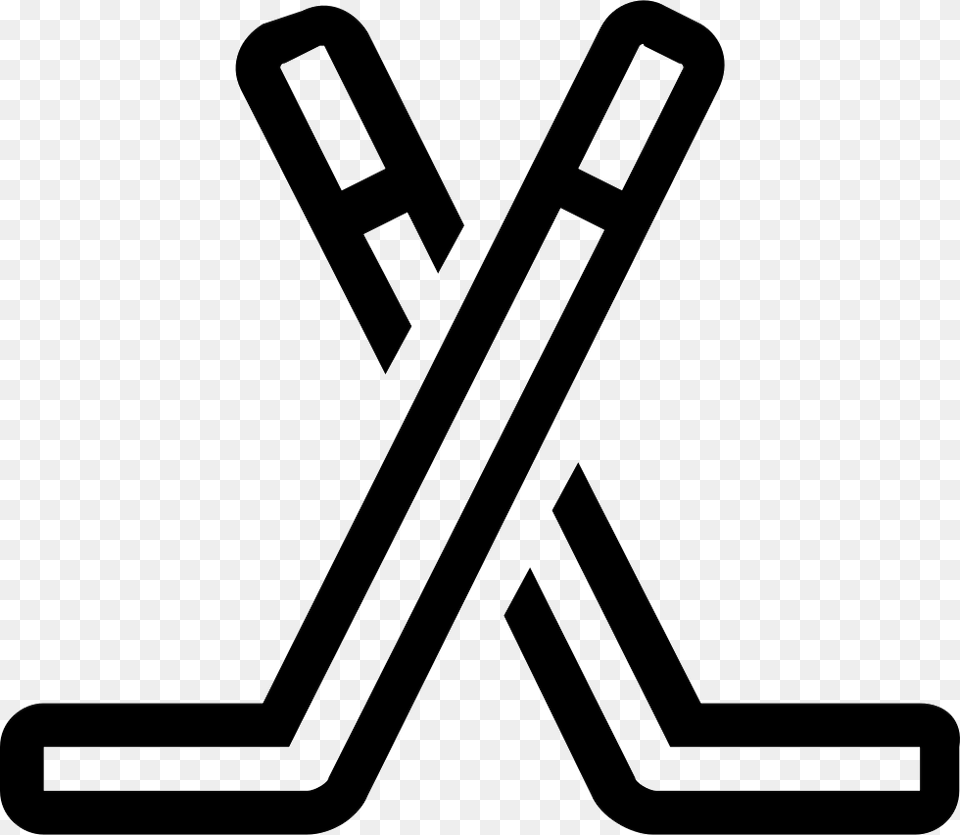 Two Hockey Sticks Outline, Symbol, Stencil Free Png Download