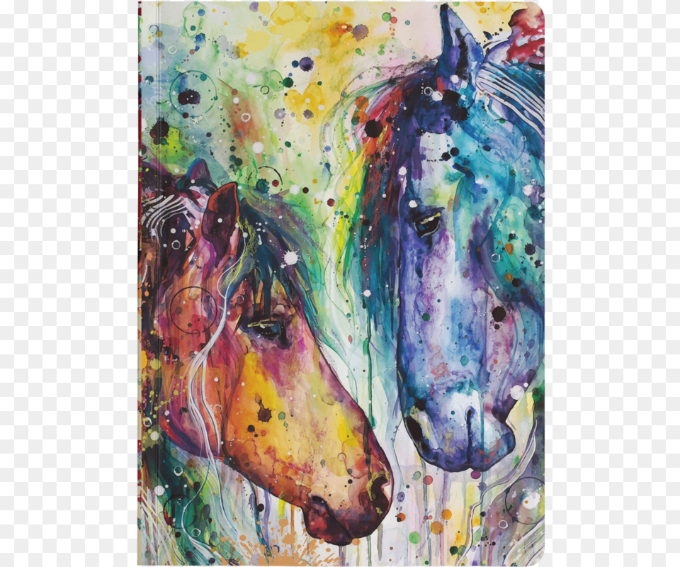 Two Horses Colorful Watercolor Painting Paperback Journals Leinwand Pferde, Modern Art, Art, Canvas, Wedding Free Png